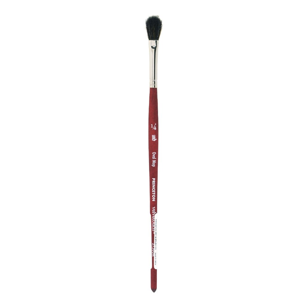 Princeton Velvetouch Artiste, Mixed-Media Brush for Acrylic, Watercolor & Oil, Series 3950 Oval Mop Luxury Synthetic, Size 1/4