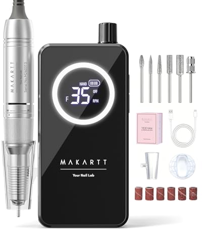 Makartt Cordless Nail Drill for Beginners: Easy & Safe E-File, Black
