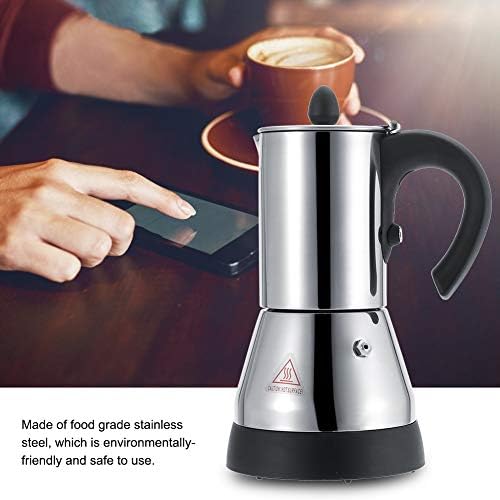 Wandisy Electric Coffee Maker, Coffee Machines Moka Pot 200/300ml Electric Stainless Steel Espresso Coffee Mocha Pot for Home/Office Use(300ml)