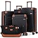 Cosbarn Luggage Sets 5 Piece with TSA Lock Spinner Wheels, Unisex Hard Case ABS Suitcase Set, Hardshell Lightweight Waterproof Travel Hardside Suitcases with Wheels for Women Men, Black
