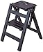 Küchentritthocker Klappleiter mit 2 Stufen, Esstischhocker, Veranda, Leichter Holzhocker für Kinder und Erwachsene, max. 150 kg schwarzer Tritthocker langlebig