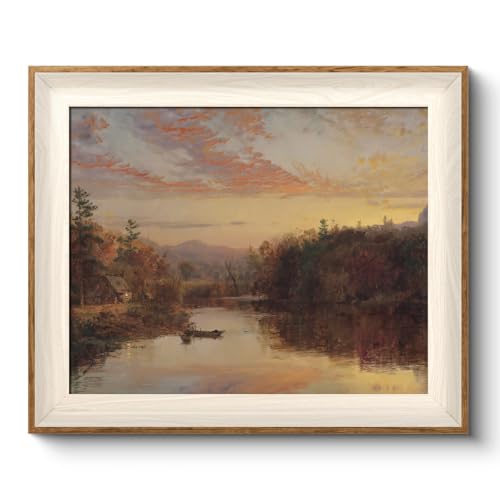 VIYYIEA Framed Dusk Lake Wall Art, Vintage Fall Landscape Print, 12×10 Inch