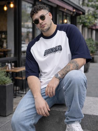Image of Veirdo Men's 100% Pure Cotton Half Sleeve Plus Size Printed T-Shirt with Raglan Sleeve Stylish Comfortable & Durable Tees (Sizes: 2XL to 5XL)