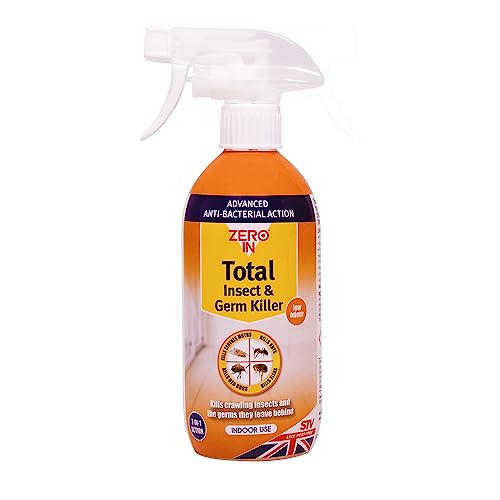 Zero In Total Insect and Germ Killer - 500 ml Anti-Bacterial Insecticidal Spray Protects up to 12-Weeks Kills Flies, Ants, Wasps, Mosquitos, Cockroaches, Flying and Crawling Insects, and their germs