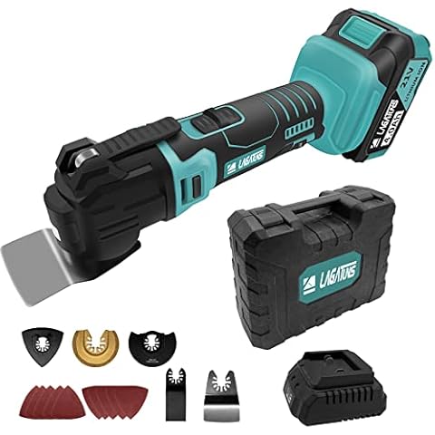 Lagatuns Cordless Oscillating Tool Kits，Oscillating Multitool with a 21V 4.0Ah Battery,Max 22000 OPM, 6 Variable Speed & 4°Oscillating Angle. for Cutting Wood/Nail/Scraping/Sanding (Renewed) Cover