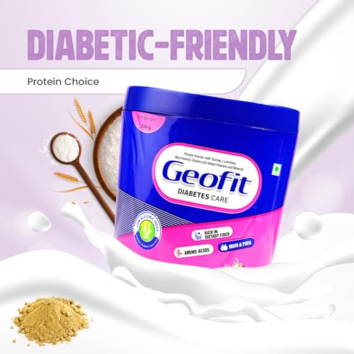 Image of Geofit Vanilla Diabetic Protein Powder 250g | Supports Gut Health & Digestion | Antioxidant Rich | No Added Sugar | Rich in Fiber & Amino Acids | Best Diabetic Care Protein for Men & Women