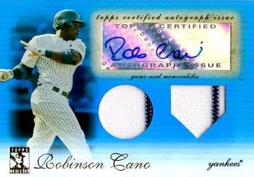 2009 Topps Tribute Dual Relics #TDAR-RC2 Robinson Cano Autograph Game Worn Jersey Baseball Card - Only 75 made!
