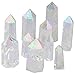 mookaitedecor Healing Crystal Wands 6 Faceted Single Point Reiki Chakra Meditation Home Decor,Angel Aura Quartz Titanium Coated