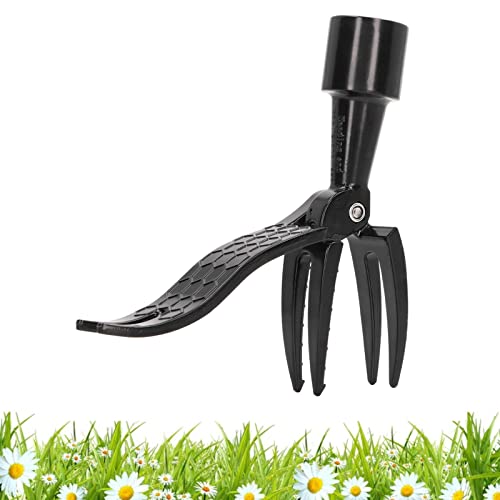 Stand Up Weed Puller Tool,Manual Weed Remover with Foot Plate for Removing Weeds, Weeding Head Replacement 4-Claw Weeder Root Remover Hand Tool for Outdoor Garden Lawn Without Bending