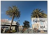 Photomagnet Cupertino, California, USA- Afternoon Sun Shines on Downtown Main Street Cupertino, A Mixed Used Living and Retail Downtown Area., Design 2, Fridge Magnet