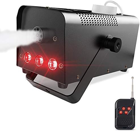 Theefun Halloween Fog Machine with Lights - 6 Stage LED Lights with 7 Colors & Strobe Effect for Party Wedding Holiday, Portable Wireless Remote Control Smoke Machine