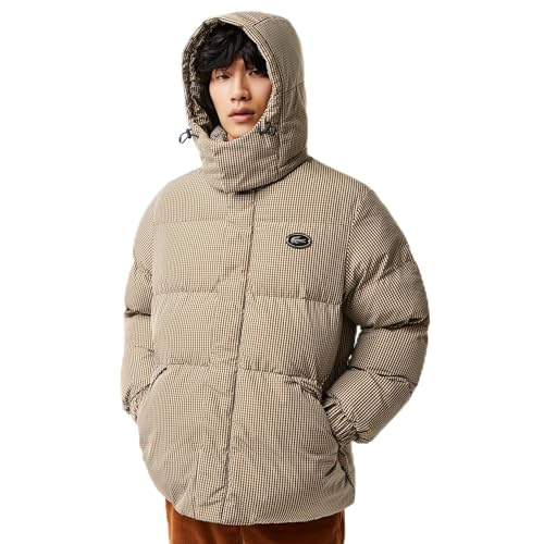 Lacoste Men's Check Print Water-Repellent Twill Padded Jacket