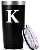 Personalized Initial Tumbler.Monogrammed Custom Initial Tumbler K.Unique Initial Tumbler Cup Gifts for Men Women. Novelty Birthday Christmas Party Graduation Wedding Gifts.(20oz Black)