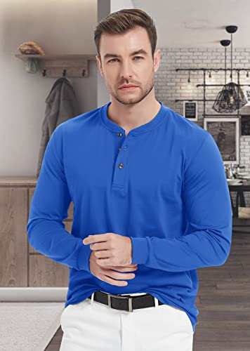 Magcomsen Henley Shirt For Men Long Sleeve Casual Henley Shirts Autumn Long Sleeve Tee Shirts Work Henley Shirt For Men Bright Blue M #TOP5