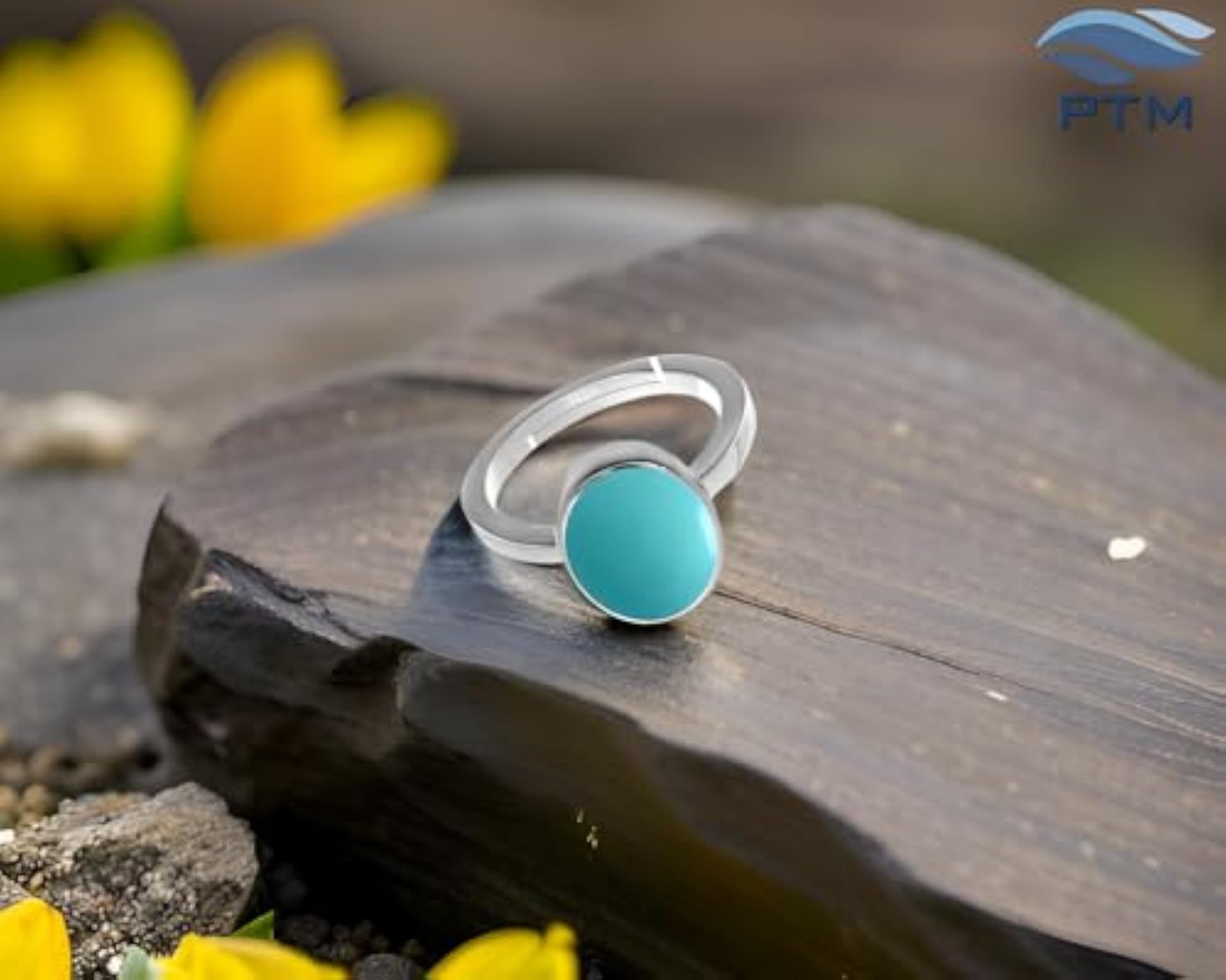 Men's Natural Turquoise 10.25 Ratti Adjustable Ring, 925 Sterling Silver