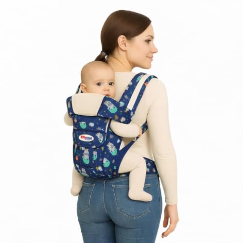 Image of Chinmay Kids Baby Carrier Bag in 4-in-1 Ergonomic Adjustable Sling Kangaroo Design for Infant Child and Mother Travel | 0 to 2 Year | Navy Blue