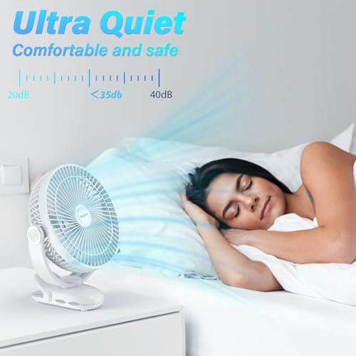 Image of 12000mAh Clip on Fan 30H Longest Runtime, 8in Portable Fan Rechargeable, Ultra Quiet with Heavy-Duty Clamp, USB Desk Fans for Golf Cart,Office Desk, Treadmill, Camping, Bedroom