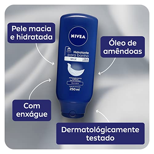 NIVEA Hidratante para Banho Milk 250ml - Hidrata profundamente a pele durante o banho, é rapidamente