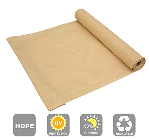 Shatex 90% Sun Shade Fabric, 8X16Ft Sun-Block Net Mesh Shade With Clips For Pergola Cover Porch Vertical Screen, Beige #TOP3