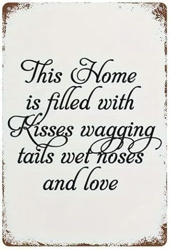 This Home is Filled With Kisses Wagging Vintage Retro Funny Wall Décor for Home Washroom Cafe Pub Bar Office Store 8x12 Inches