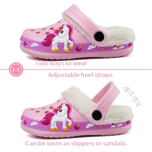 Image of Toddler Lined Clog Slippers Winter Garden Sandals Kids House Shoes Warm Slip On Sneakers Cartoon Slides for Boys and Girls Children Indoor Outdoor