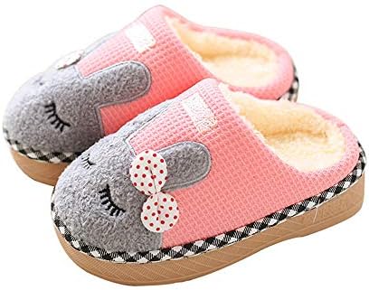 Boys Girls Home Slippers,Kids Cute Fur Lined Warm House Slippers Winter Indoor Shoes