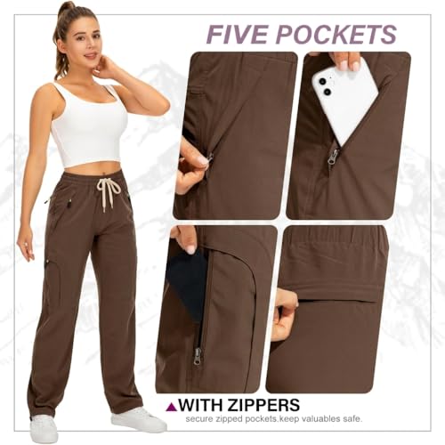 Image of Q - RIOUS Women's Parachute Pants Quick Dry Lightweight Safari Pants Zipper Pockets