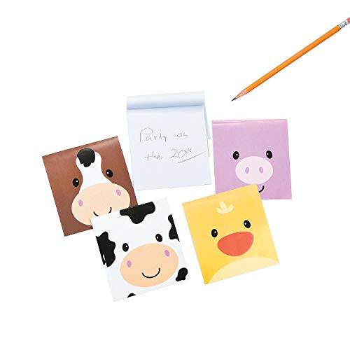 Farm Barnyard Animal Face Mini Notepads - 24 pcs