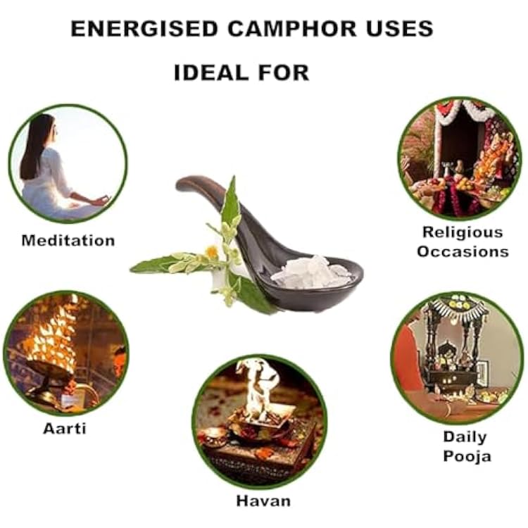 Pure Natural Camphor Isoborneol Crystal Flakes, White, 10 Gram