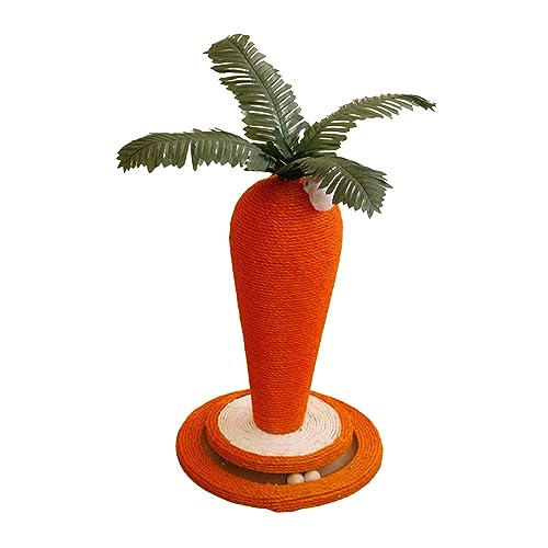 Leefasy Carrot Cat Scratching Post Cat Scratcher Grinding Claw Cat Tree Sisal Scratch Post Interactive Toy for Pet Supplies Accessories, Turntable 30x30x43cm, Multi
