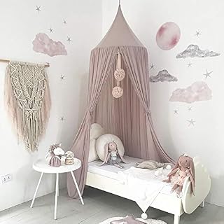 YunNasi Bed Canopy for Kids Mosquito Net Children's Tent Dome Bed Mantle Children's Room Decoration (Dark purple)