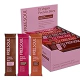 Vegan Protein Bars 12 x 50g | Plant Based Chocolate Protein Bars | Delicious Dairy Free, Low Sugar, Low Carb Bars | Sucralose Free, Gluten Free | 15g of Protein per Bar | Free Soul