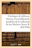  Catalogue de tableaux anciens et modernes, bronzes d\'ameublement, pendules, bijoux, argenterie: meubles et sièges anciens et de style de la collection de feu Madame Veuve B.