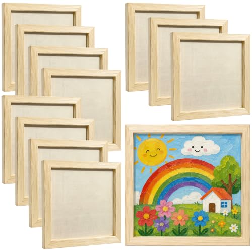 Image of 12 Pack Wood Panels for Painting, 7.9 x 7.9 in Unfinished Wood Art Boards