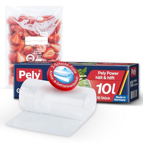 Pely Gefrierbeutel 10 Liter 10 Stück 34x50cm Rundumschutz für Aroma und Geschmack made in Germany