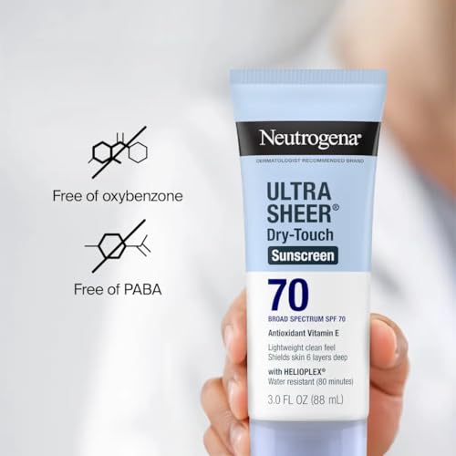 Image of Neutrogena Ultra Sheer Dry-Touch Water Resistant and Non-Greasy Sunscreen Lotion with Broad Spectrum SPF 70, 3 fl. Oz - SPF 70 (88 ml)