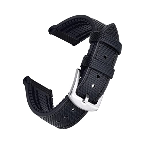 Rubber + Leather Watch Strap 20mm 22mm Multi Color Waterproof Diving Sports Bracelet For Each Brand Watch Band