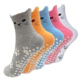 wotemlur 5 pairs of Pilates non-slip yoga socks cute cat women's fitness Pilates yoga socks