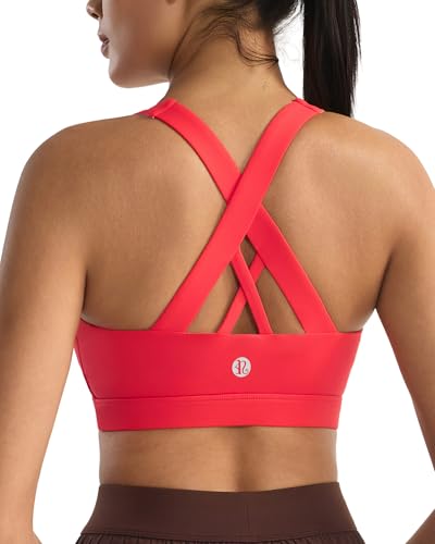 Image of RUNNING GIRL Sports Bras for Women,Padded Strappy Sports Bras Criss-Cross Back Medium Support Sports Bras with Removable Cups
