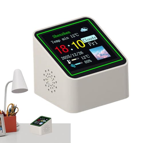 Horloge avec météo,Moniteur Température et Humidité,Petite Station météo intérieure numérique de Bureau pour Maison | pour Intérieur Chevet Chambre Cuisine Salle de Bain