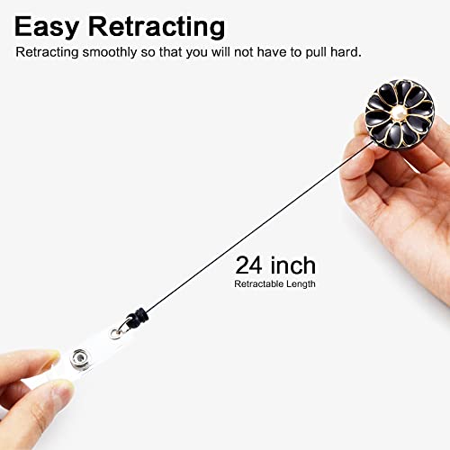 Qinsuee Retractable Badge Holder With Alligator Clip, 24 Inch Retractable Cord, Id Badge Reel With Pearl, 3 Pack (Multiple) #TOP3