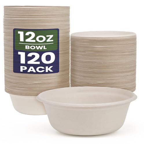 GreFusion Ultra Unbleached Einwegpapierschalen 350ml Papierschalen 120 Stück aus Zuckerrohr biologisch abbaubar