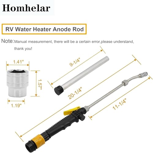 Image of 5 Pack RV Water Heater Anode Rod and Flush Wand, 9.25 inchL x 3 /4 inch NPT Thread Magnesium Rod Fits for Suburban and Mor-Flo, Camper Hot Water Tank Cleaning Rinser