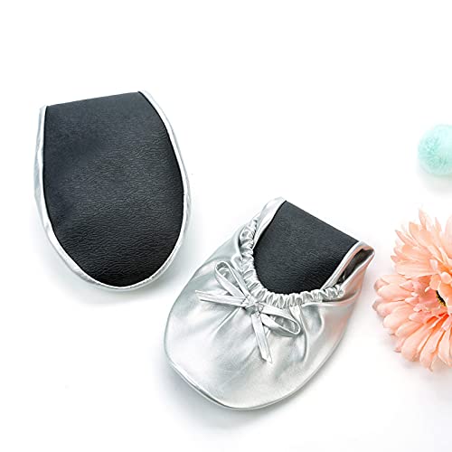 Women's Foldable Portable Ballet Flat Roll Up Slipper Shoes with Travel Pouch - Fold Up Ballet Flats for Women - Black,Silver,Gold,Pink4