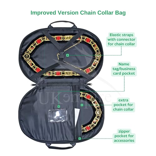 Masonic Shriner Chain Collar Case - Machine Embroidered (Improved Design), Freemason Carrying Bag4