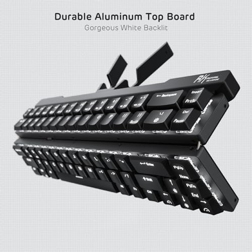 RK ROYAL KLUDGE F68 60% Foldable Low Profile Mechanical Keyboard, Wireless Mechanical Keyboard with Aluminum Body, Built-in Stand Holder, White Backlit, 68 Keys, Tactile Brown Switch - Thumbnail 7