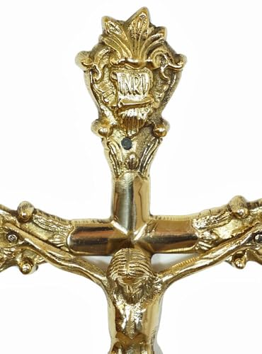 zeitzone Krzyż ścienny z mosiądzu do zawieszenia krzyż Jezus Chrystus krucyfiks 32 cm