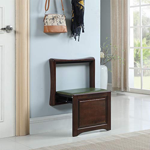 Shoe Bench Wall Mounted, Entrance Concealed Solid Wood Folding Chair, Heavy Duty Hanging Wall Stool With Hook, Save Space And Easy Installation (Color : Brown) #TOP2