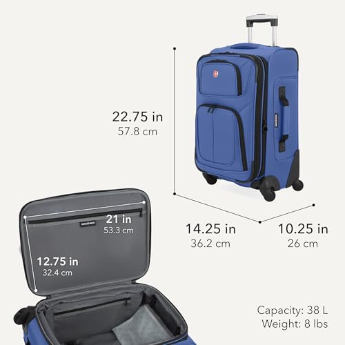 Image of SWISSGEAR Sion Carry-On Spinner Luggage, Softside Expandable, Lightweight Suitcase, Regatta, 22.75-Inch