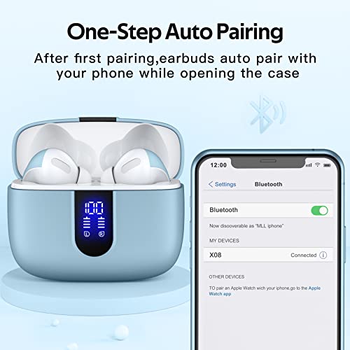 Image of TAGRY Bluetooth Headphones True Wireless Earbuds 60H Playback LED Power Display Earphones with Wireless Charging Case IPX5 Waterproof in-Ear Ear buds with Mic for TV Smart Phone Laptop Computer Sports